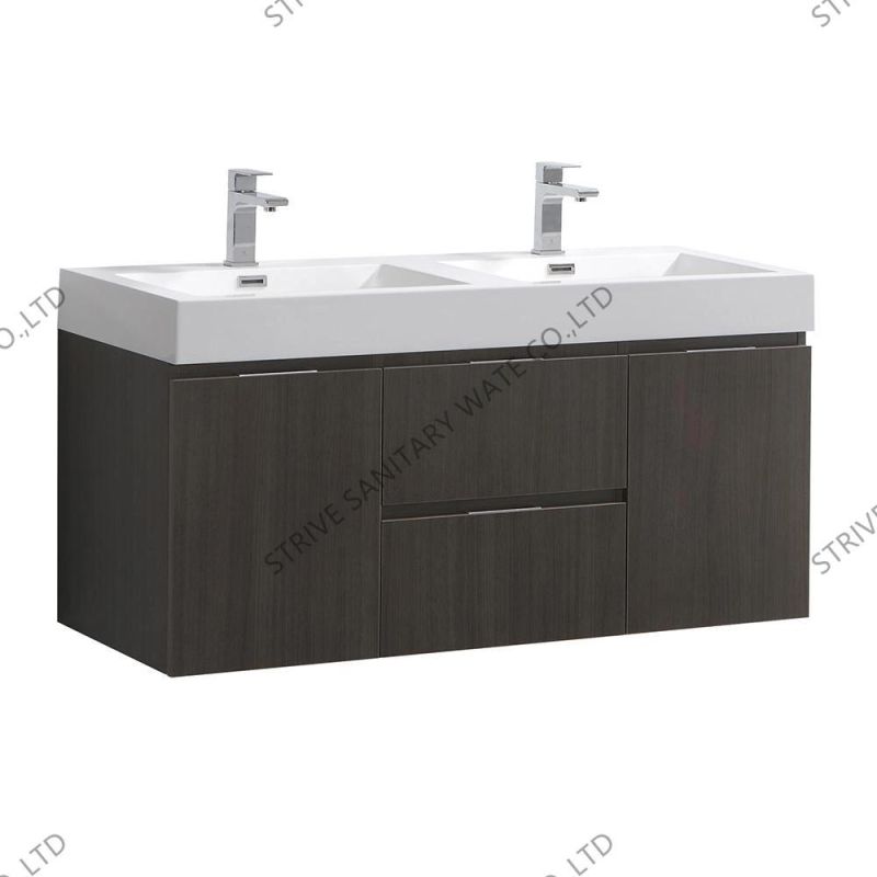 48" Wall Mounted Hot Selling Modern Double Sink Bathroom Vanity with Marble Countertop