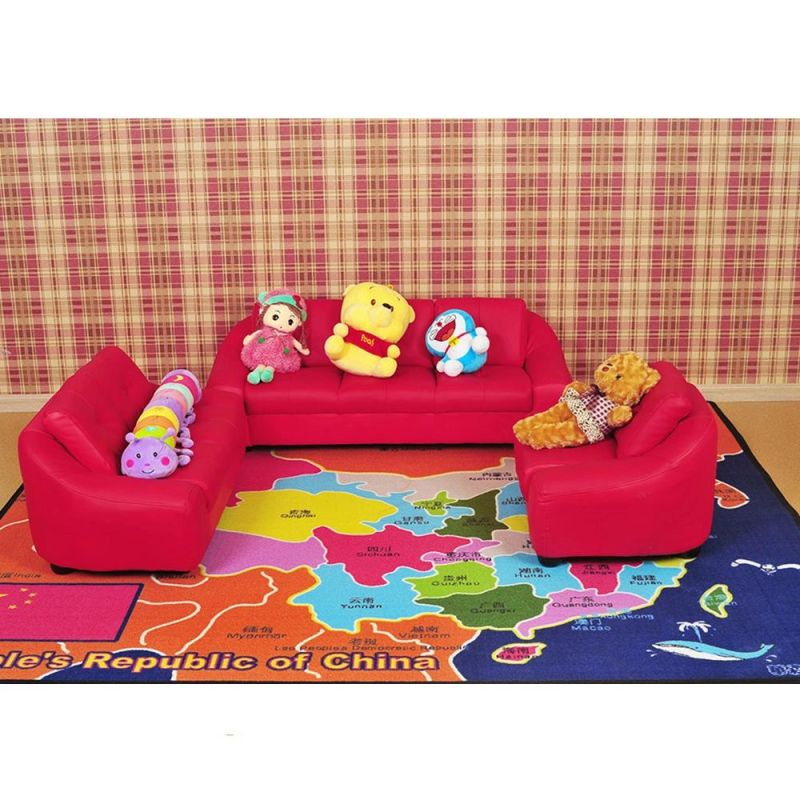 Kids Nursery Furniture, Leather Preschool and Kindergarten Day Care Center Sofa, Modern Home Furniture and Living Room Sofa, Children Single and Double Sofa