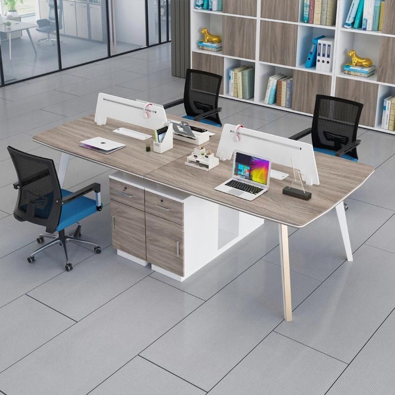 Modern Office Interior Workstation 4 Seats Staff Melamine Partition