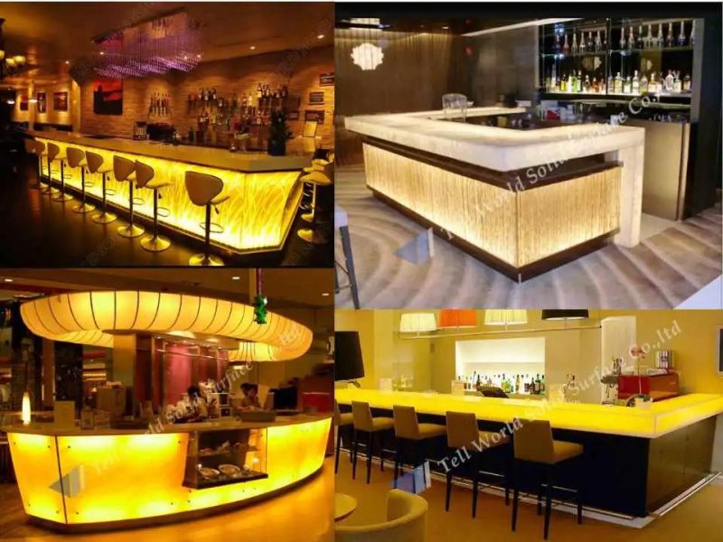 25 Feet Long Acrylic Stone Bar Counter for Night Club LED Night Club Furniture