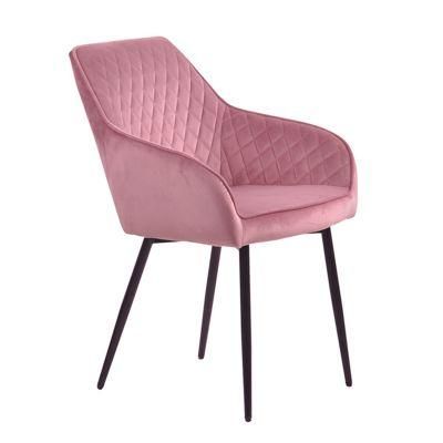 Hot Sale Restaurant Furniture Fabric Upholstered Seat Dining Chair with Metal Legs