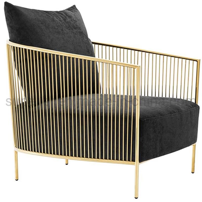 Cheap Price Event Furniture Black Velvet Gold Frame Single Sofa