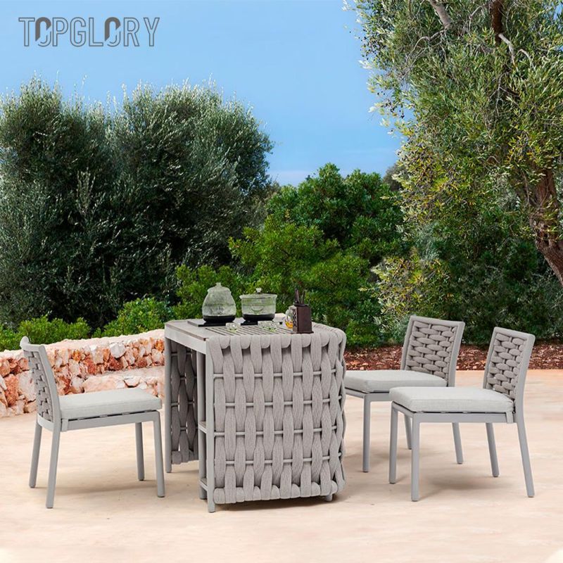 2022 Latest Fashion Weave Aluminum Frame Outdoor Table and Chair Set