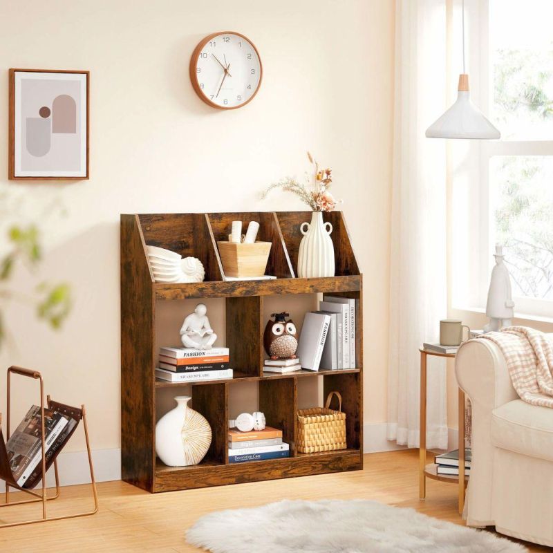 Bookshelf, Bookcase with Cubbyholes and Book for Study, Living Room, Bedroom