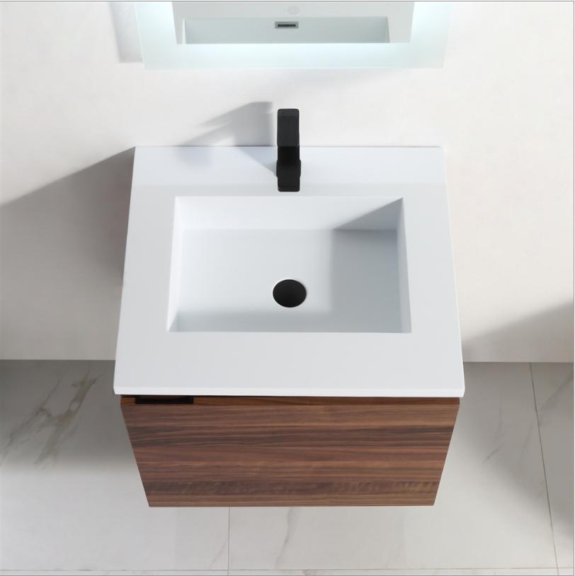 2022 Simple Modern Bathroom Vanity with Ceramics Basin& LED Medicne Cabinet