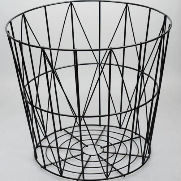 Modern Wood Top Metal Base Cage Coffee Table