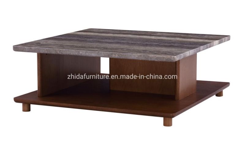 Modern Furniture Marble Top Square Coffee Table for Living Room