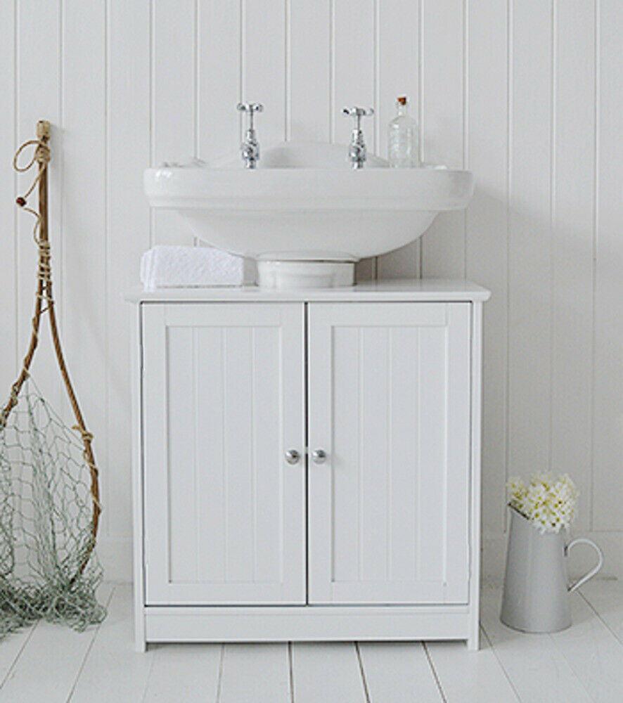 Under Sink Cabinet Bathroom Basin Unit Cupboard Storage Furniture White