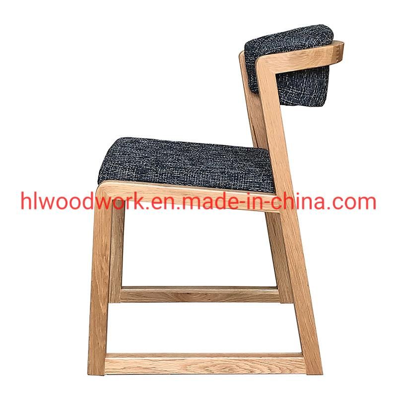 Dining Chair H Style Oak Wood Frame Grey Fabric Cushion Chair Furniture