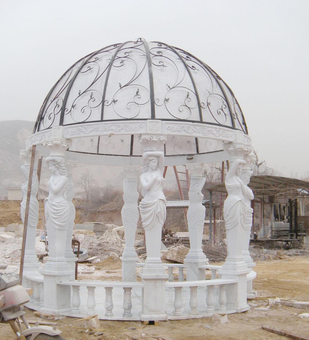 Classic Modern Marble Roman Gazebo with Lady Statue