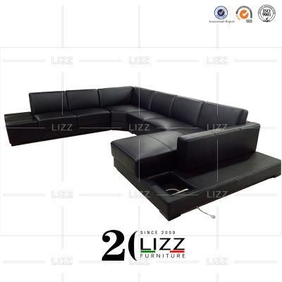 Home Living Room Furniture U Shape Leather Chaise Sofa