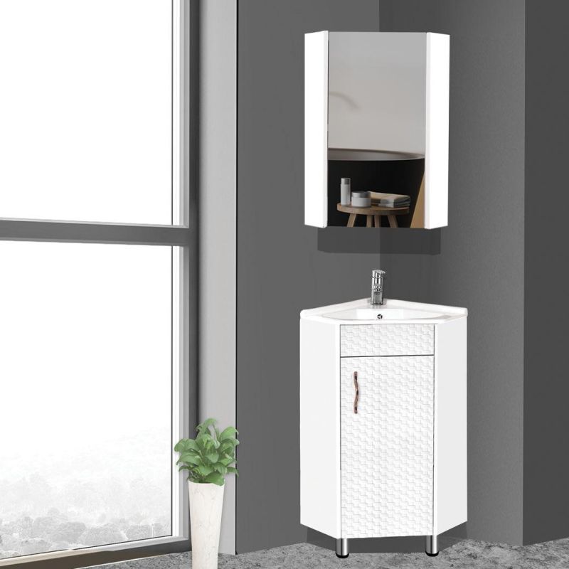 2022 Hot Sale Floor Mounted Stainless Steel Bathroom Cabinet with Single LED Mirror