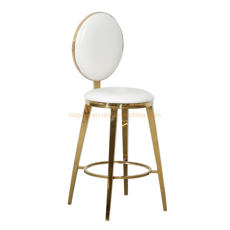 Bar Furniture Luxury 4 Leg Gold Stainless Steel Bar Stools Hole Back Club High Chair