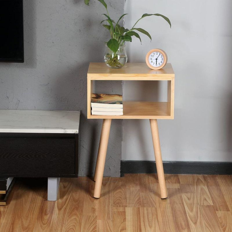 Solid Wood Nightstand MID-Century Modern Bedside Table Minimalist and Practical End Side Table, Natural Wood