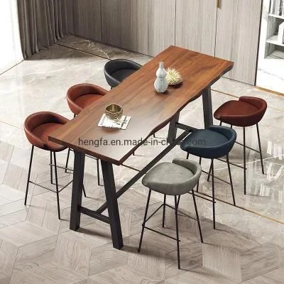 Modern Bar Furniture Sets Soild Wood Stainless Steel Dining Table