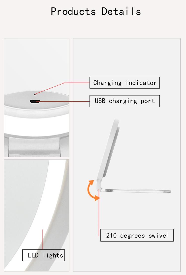 Rechargeable 10X Lighted Magnifying LED Makeup Hand Held Cosmetic Mirror