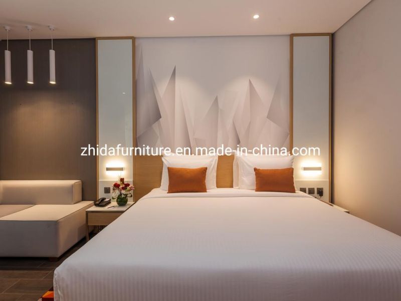 Zhida Modern Hotel King Size Master Room Furniture Hotel Bedroom Furniture Set MDF Bed Headboared for Apartment