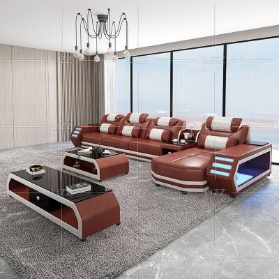 L Shape New Design Modern Luxury Home Furniture European Living Room Genuine Leather Sofa