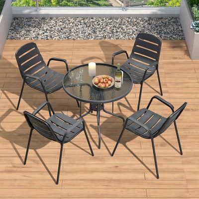 Modern Leisure Plastic Chair Iron Back Dining Table and Chair