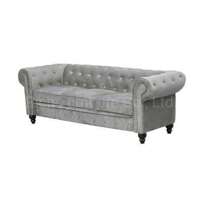 New Design Velvet Chesterfield Sofa Modern Upholstery Living Room Sofa Furniture 3 Seater