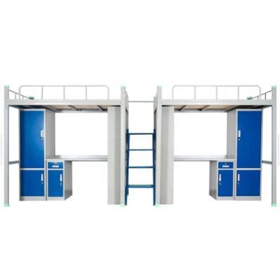 Modern Steel Furniture School Dormitory Metal Frame Bunk Beds with Wardrobe and Ladder