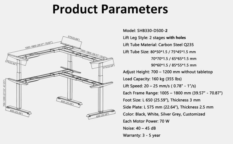 Anti-Collision Electric Height Adjustable Office Home Standing Desk