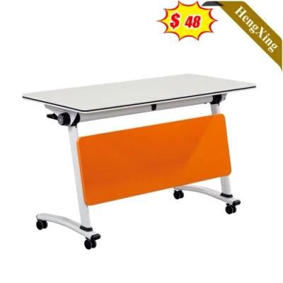 Creative Design White Mixed Orange Color Modern Wooden Office School Student Furniture Square Folding Table