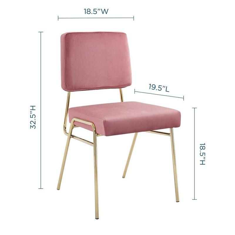 Home Dense Foam Padding Craft Velvet Elastic Golden Legs Side Steel Chairs