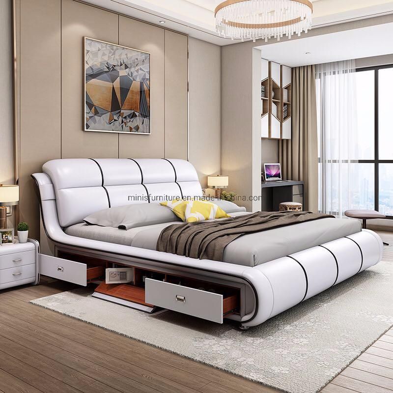 (MN-HB13) Modern Home Bedroom Leather Adult Double Bed