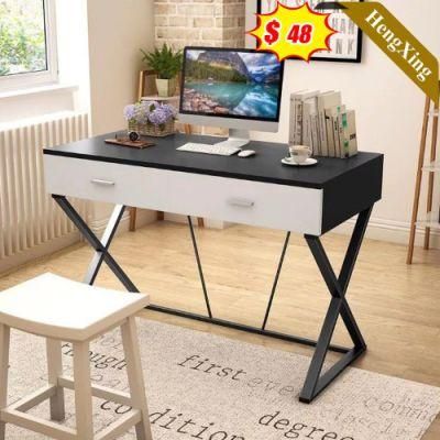 Classic Style Black Mixed White Color Modern Wooden High Quality Office School Furniture Square Study Computer Table