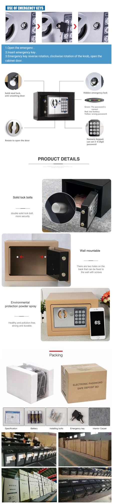 Strong Metal Money Bank Mini Safety Security Lock Box Furniture