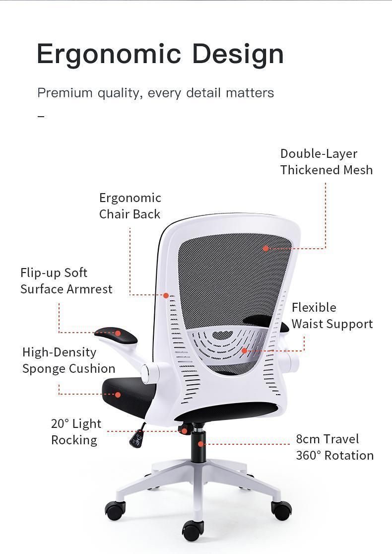 Adjustable Executive Ergonomic Cheap Comfortable Flip-up Arms Sillas PARA Oficina Swivel Mesh Office Computer Chair