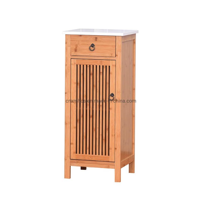 Home Furniture Bamboo Washroom Vanity Cabinets Standing Rack Bathroom Storage Cabinet