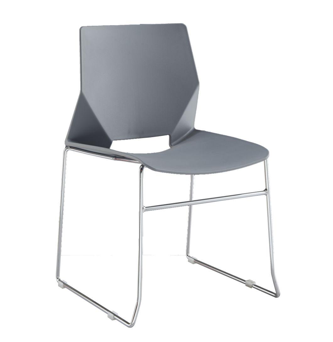 Stackable Plastic Seat Events Furniture Canteen Chair with Steel Leg