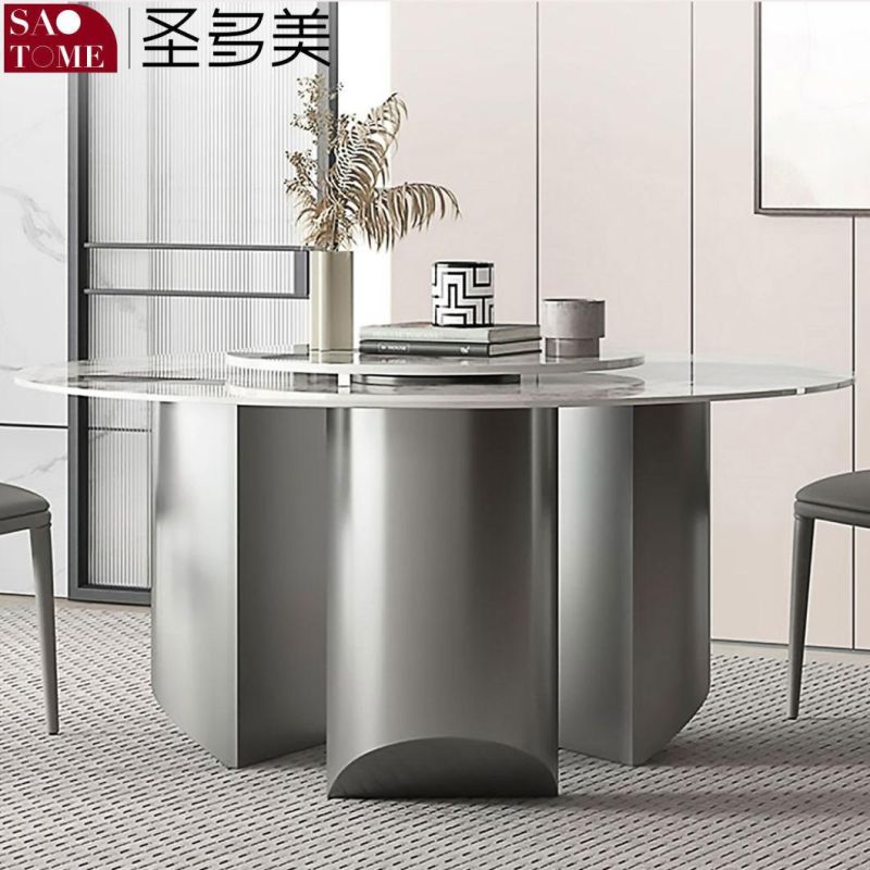 Modern Living Room Rock Board Furniture Three Flat Foot Base Dining Table