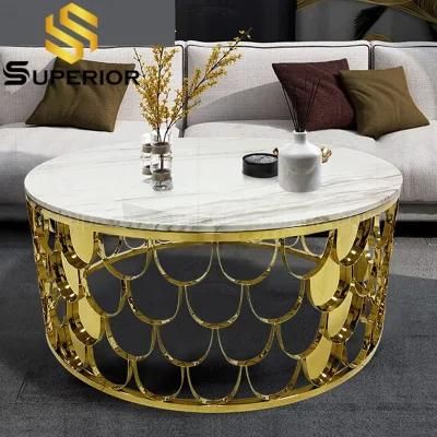 Wholesale Hotel Modern Faxu Marble Top Coffee Table Gold