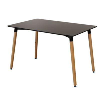 Nordic Beech Wooden Legs Square Design MDF Black Top Dining Table