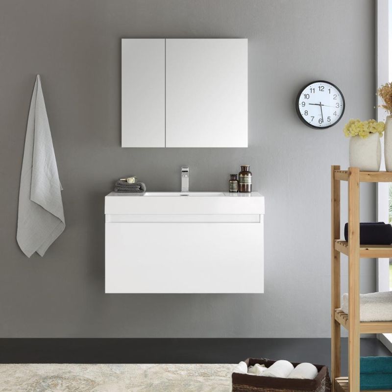 European Style Modern Simple Wooden Bathroom Cabinet with Mirrorn Cabinet