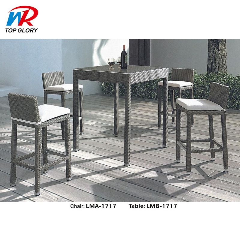 Outdoor Portable Aluminum Garden Rattan Bar High Dining Chair Garden Set