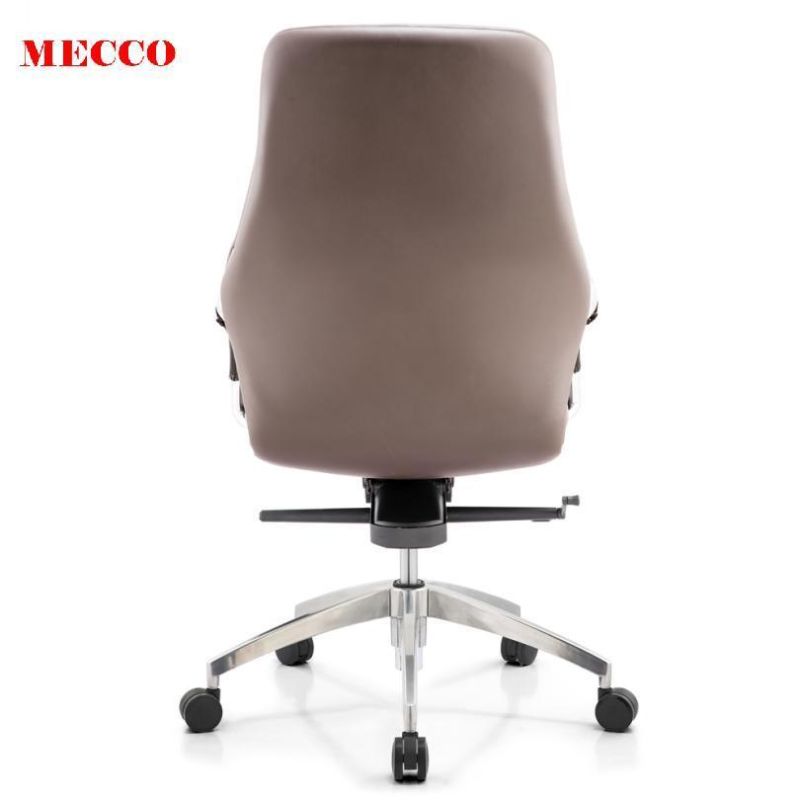 Genuine Leather Office Chair for Conference Meeting Reception MID Back Aluminium PU Leather Chair