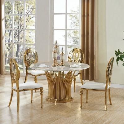 Banquet Hall Event Dinner Chair Furniture Marble Glass Top Wedding Table Decor Hotel Restaurant and Coffee Shop Round Dining Table