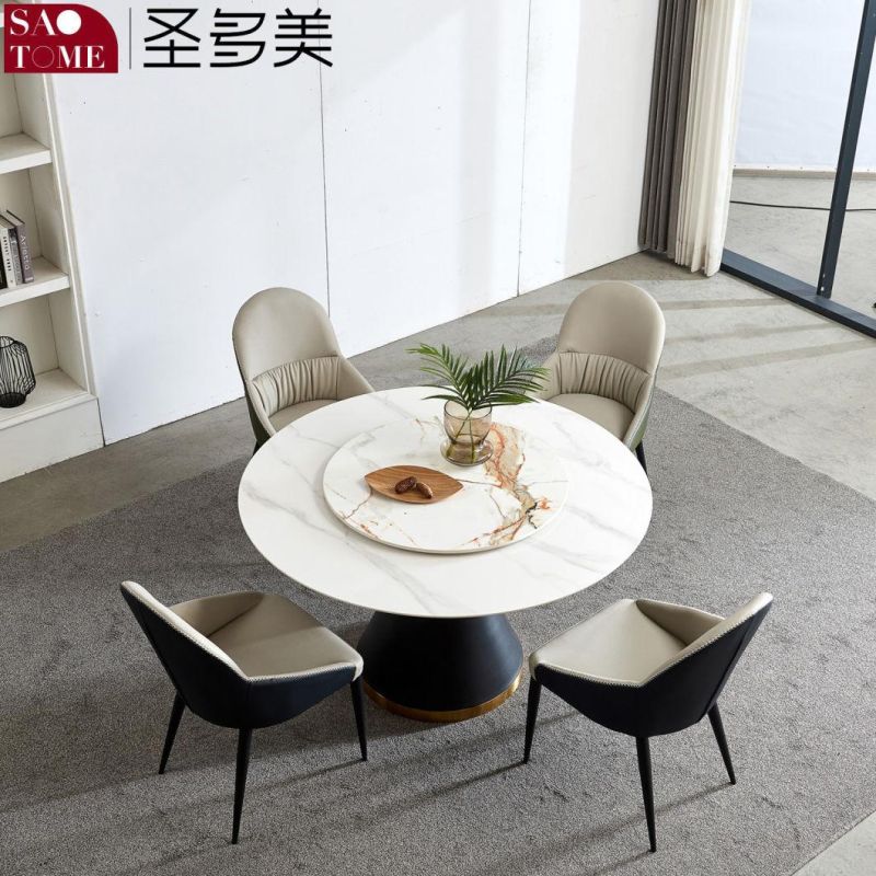 White Color Round Design Dining Table for Hotel Project