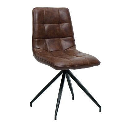 Home Furniture Vintage Style Senior Breathable Brown PU Leather Dining Chair