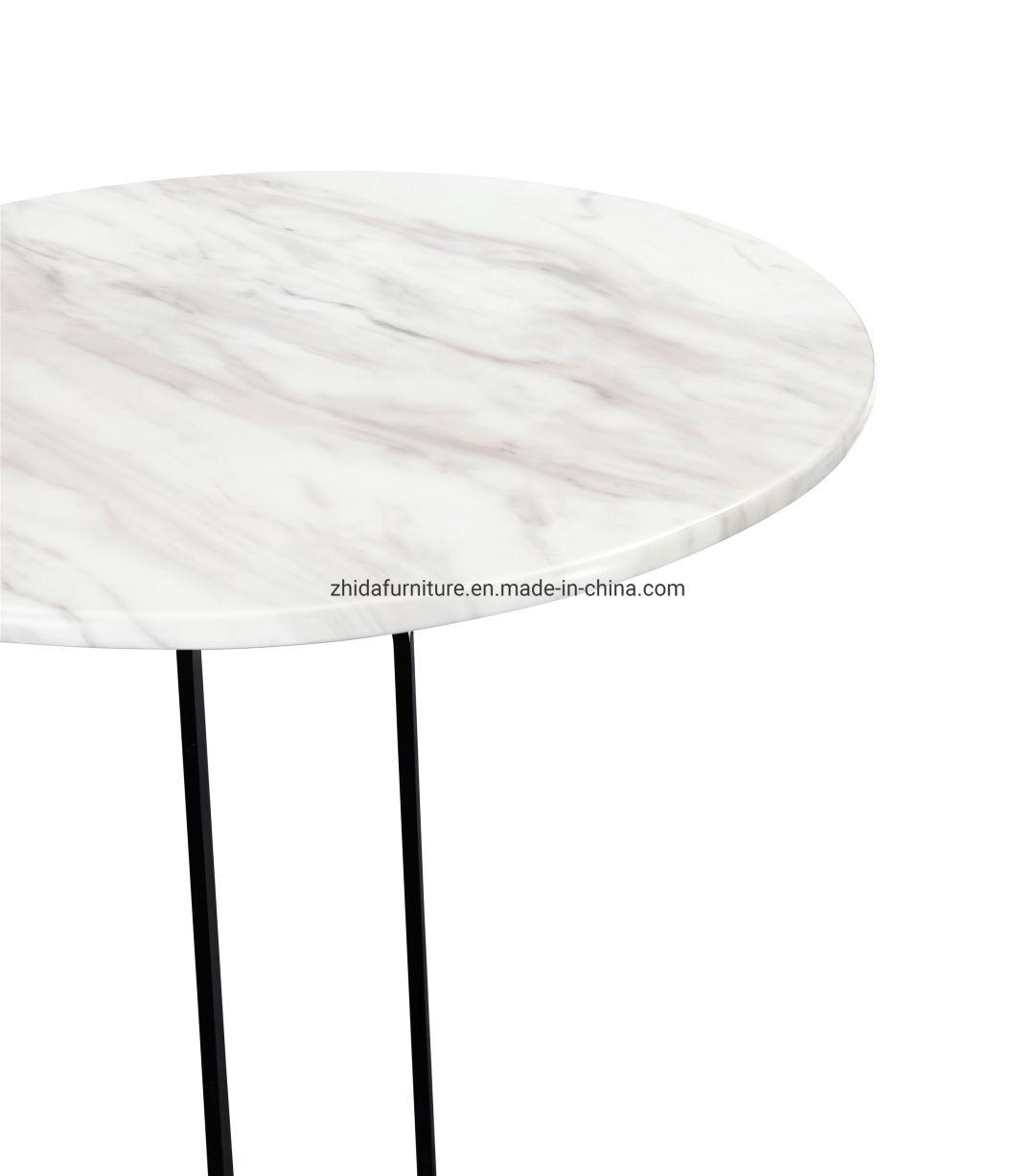 Modern Design Stainless Steel Round Marble Side Coffee Table