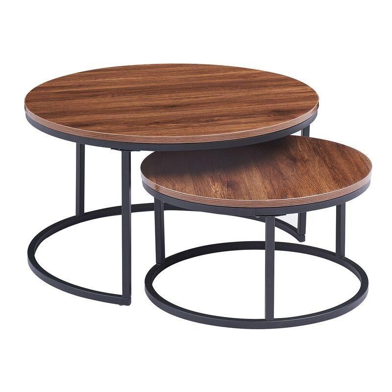 Modern Black Pianting Round MDF Coffee Table Side Table