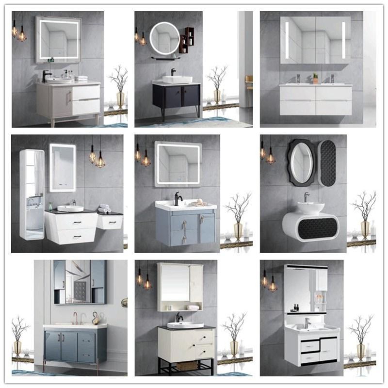 Modern PVC Hotel Bathroom Cabinet Combination Toilet Blue Furniture with Mirror Vanity