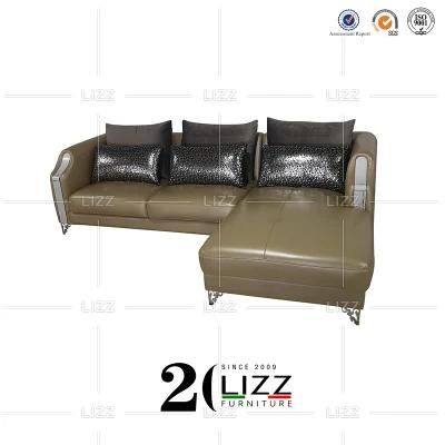 Vintage Italian Style Apartment Office Home Living Room Furniture Luxury Geniue Leather Corner Sofa