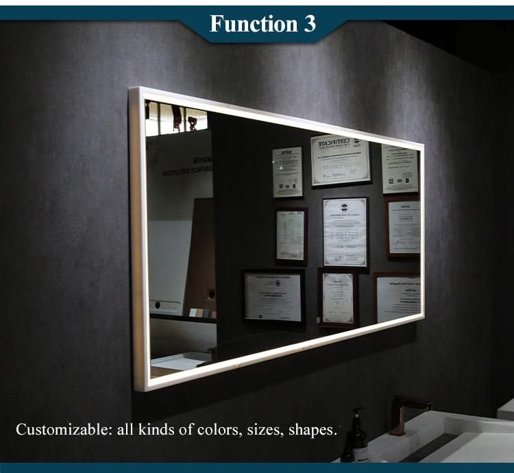 Solid Surfae Stone Frame Bathroom High Brightness Round Mirror