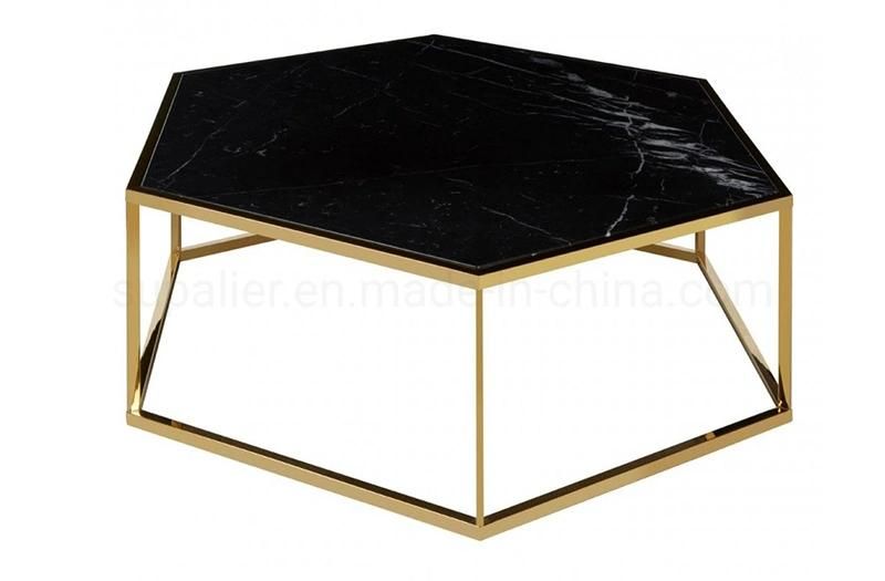 Simple Design Modern Metal Black Marble Coffee Table