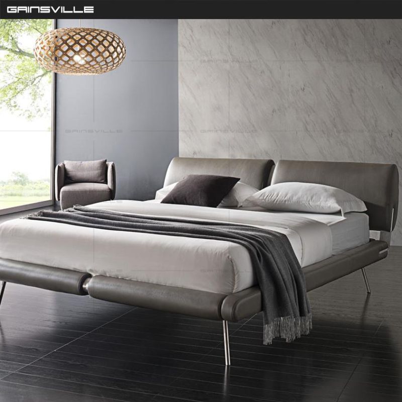 Hot Selling New Bed Leather Bed Sofa Bed King Double Bed Modern Furniture Bedroom Furniture in Italy Style